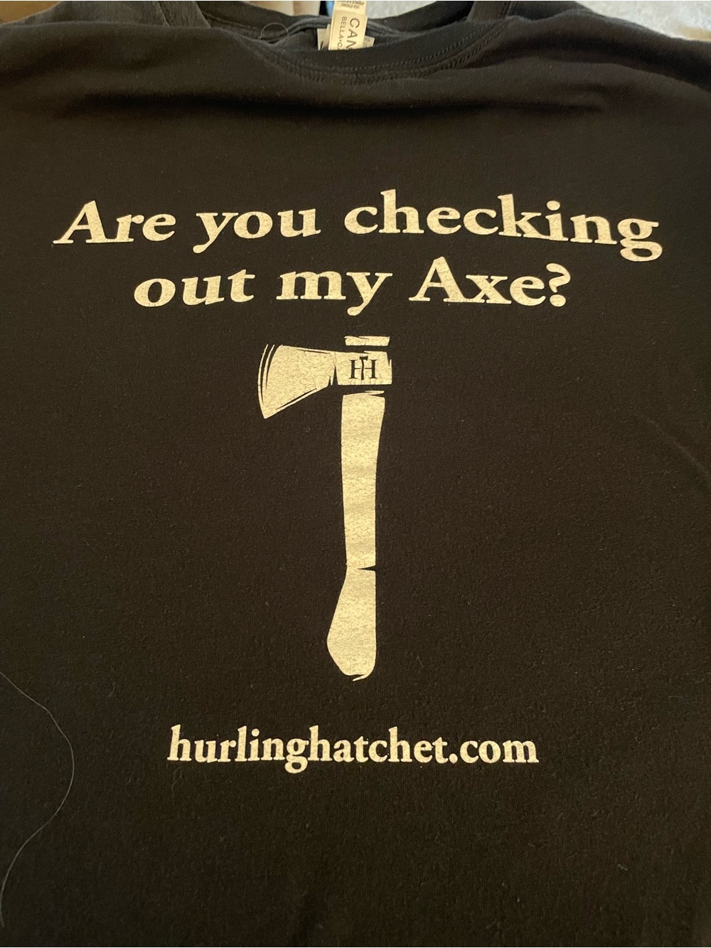 Black Tee with Silver Axe Graphic - 'Are you checking out my Axe?'